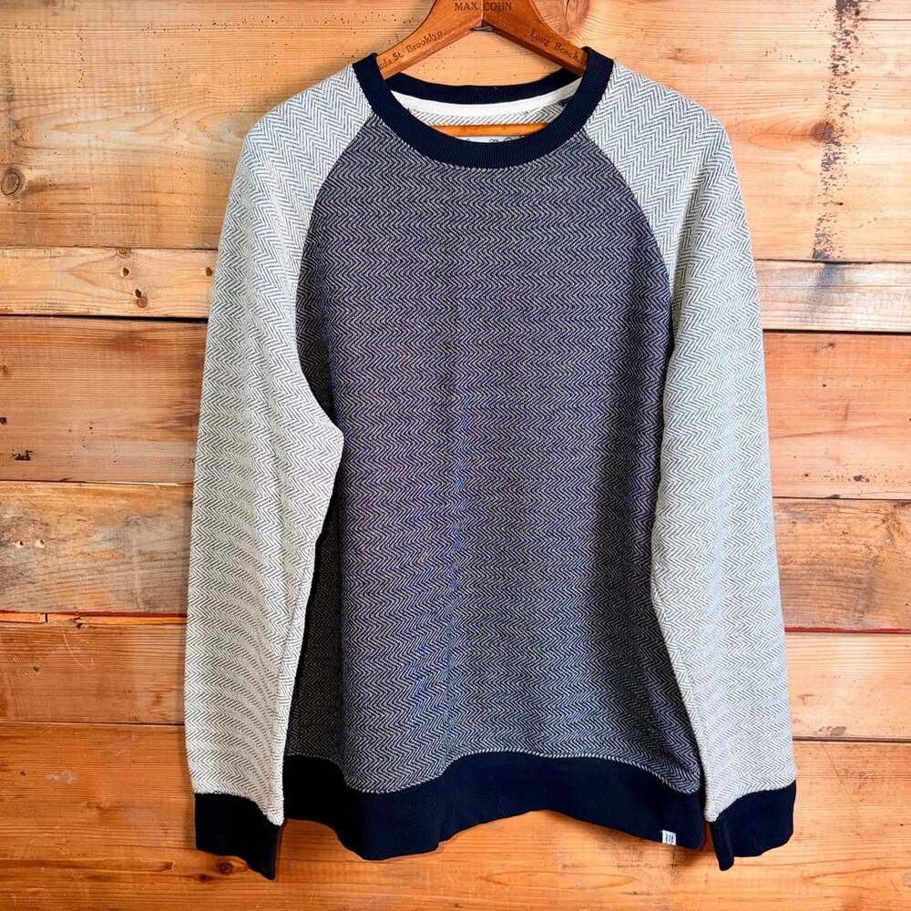 Sovereign Code Crewneck Sweater Herringbone Gray Black Size XL